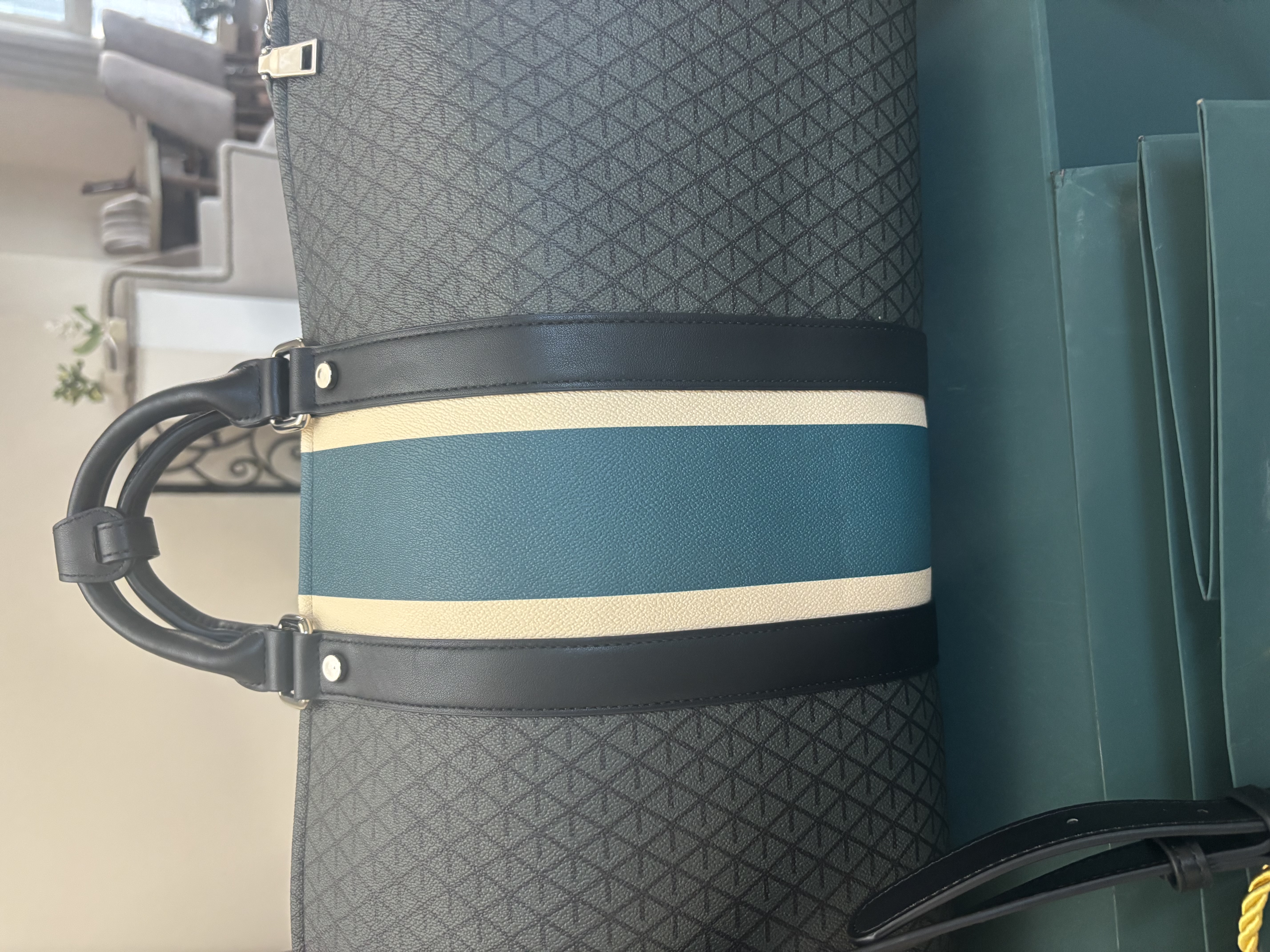 Vonto — Monogram Duffle Bag with Tri-Color Stripe (Like new)