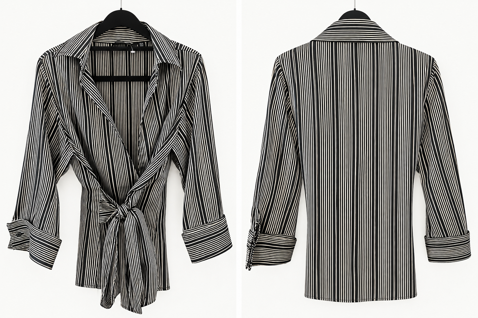 Zara — Zara Satin Striped Tie-Front Shirt (Size S, Like new)
