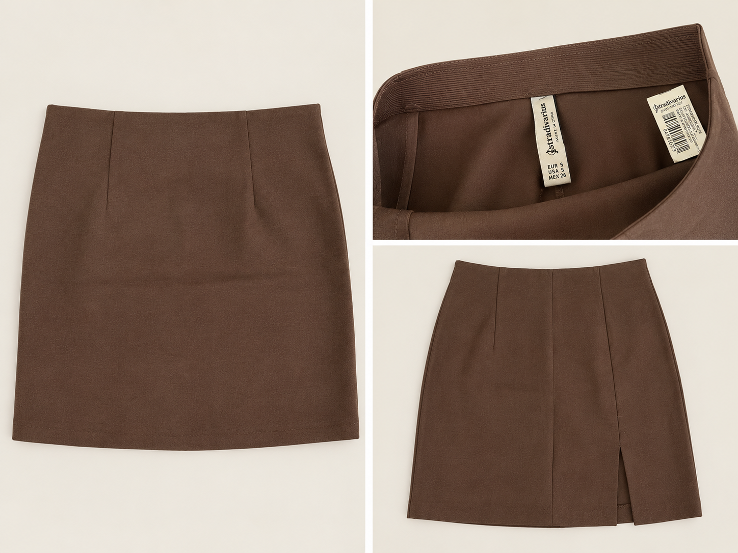 Stradivarius — Stradivarius Brown Slit Mini Skirt (Size S, Like new)