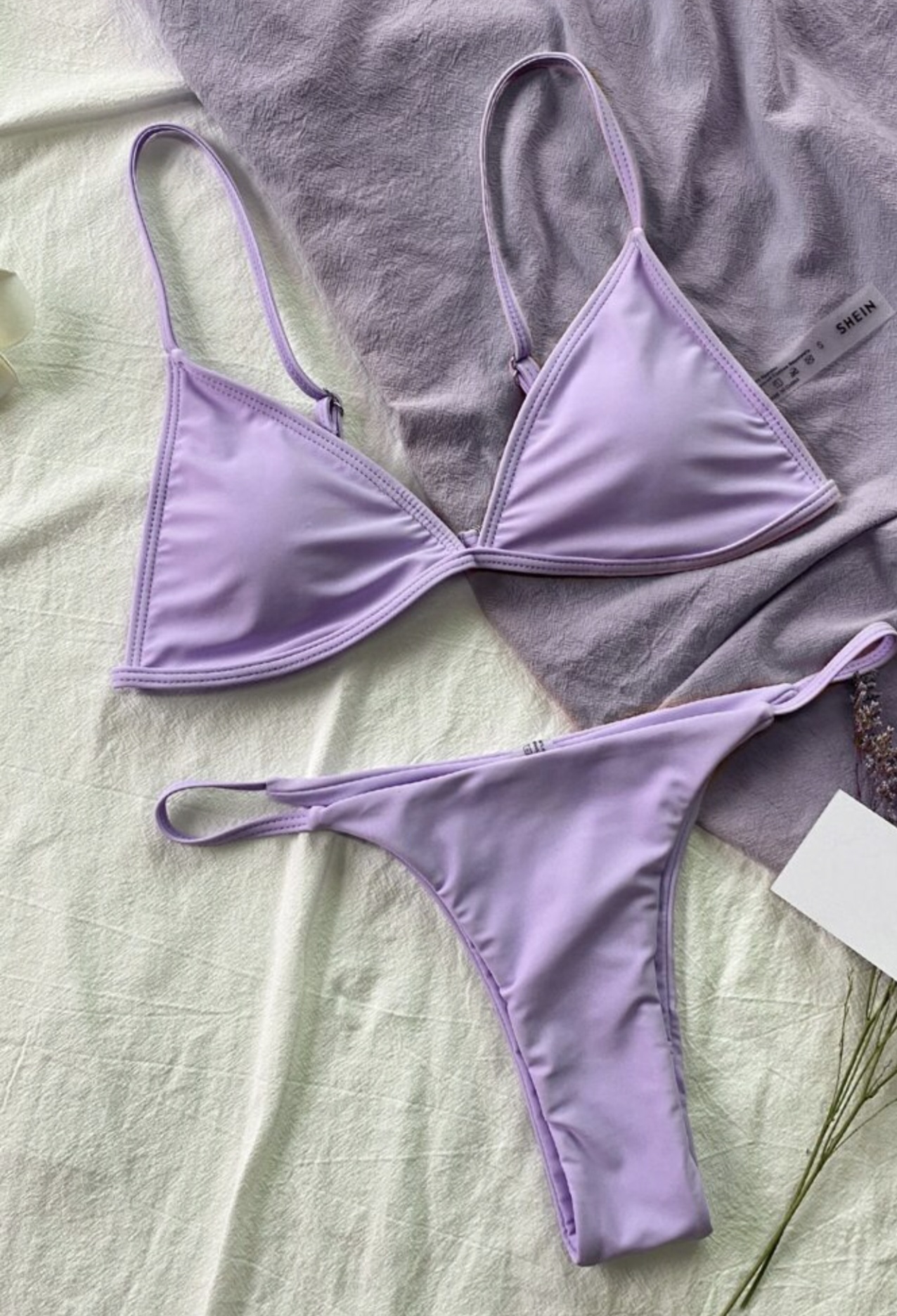 Shein — Shein Triangle Thong Bikini Set - Lavender (Size S, Like new)