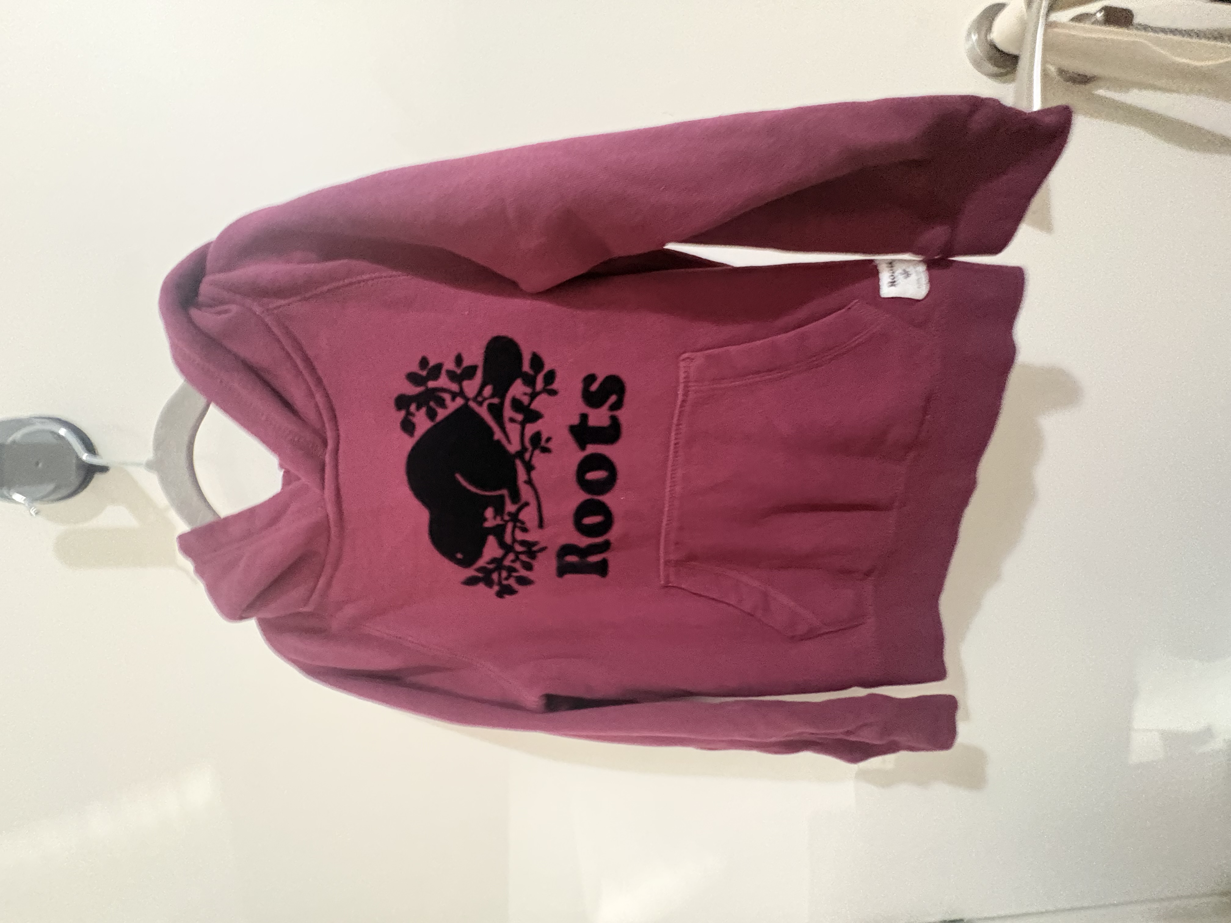 Roots — Roots Classic Kids Logo Pullover Hoodie - Maroon (Size 6Y, Good)