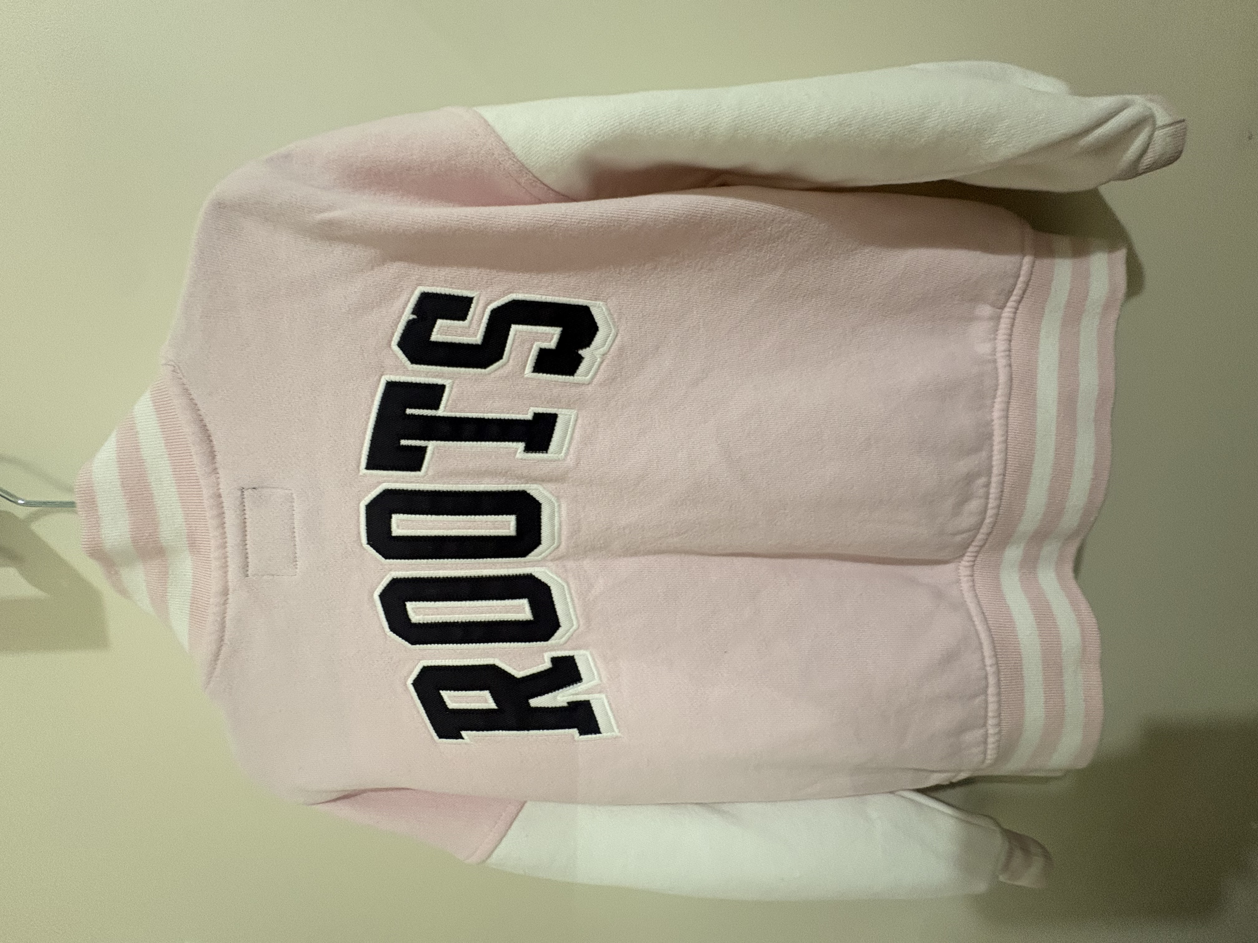 Roots — Roots Canada Girls Pink & White Varsity Jacket (Size 5Y, Like new)