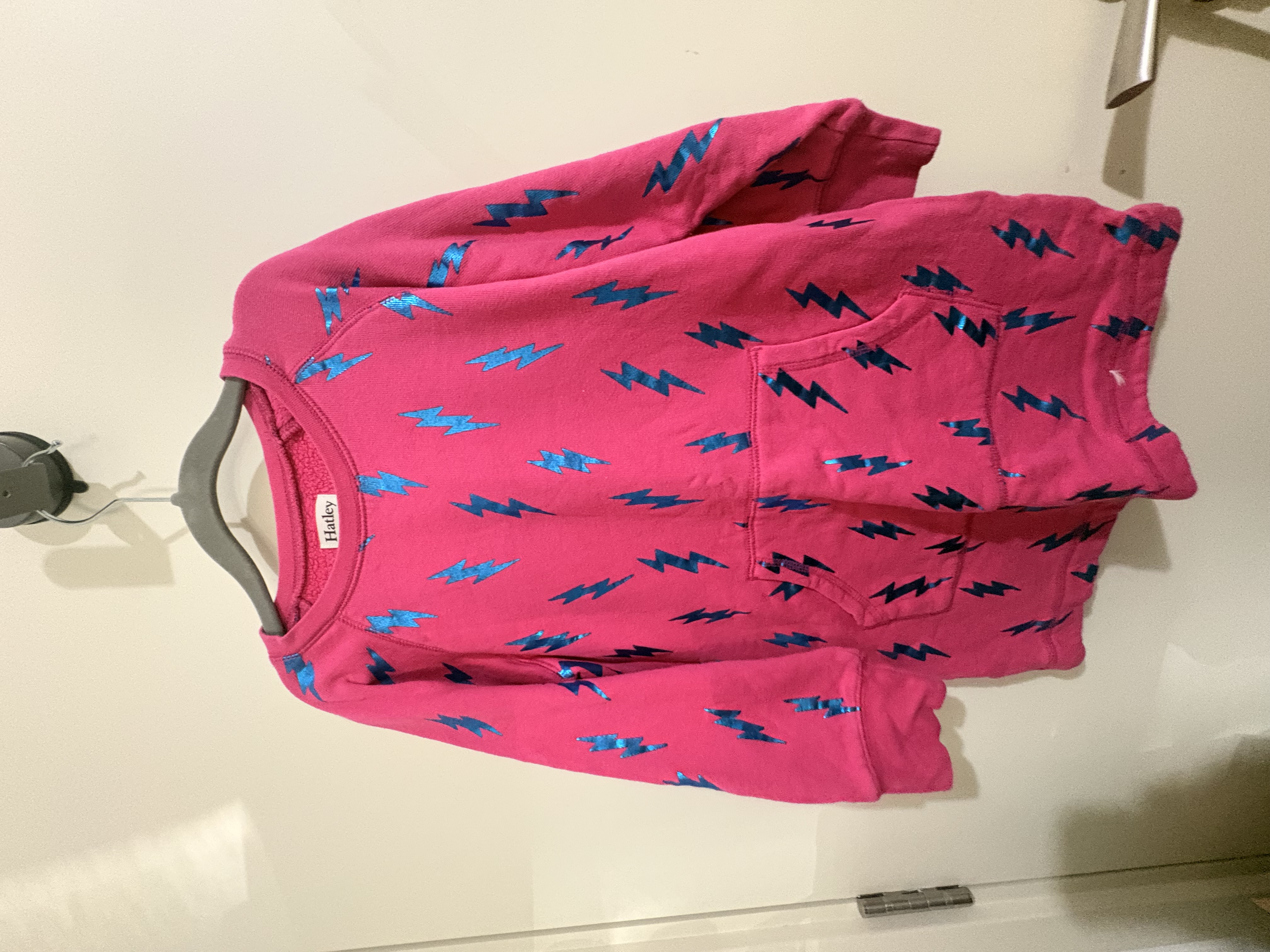 Hatley — Hatley Girls Jumper Dress- Pink with Blue Lightning (Size 6Y, Good)