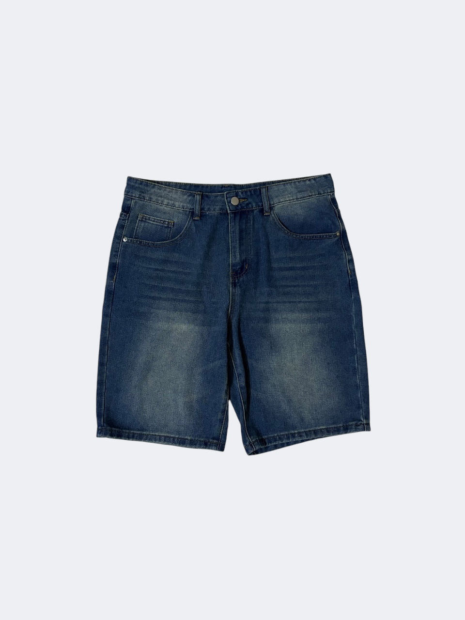 Shein — Medium Blue Faded Wash Denim Jorts (المقاس S, شبه جديد)