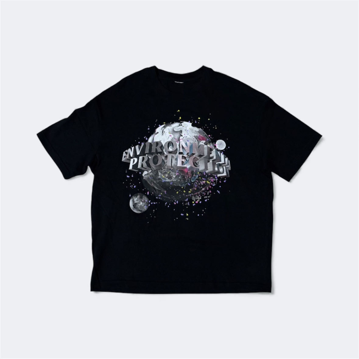 Shein — Black Environmental Protection Graphic Tee (المقاس M, شبه جديد)