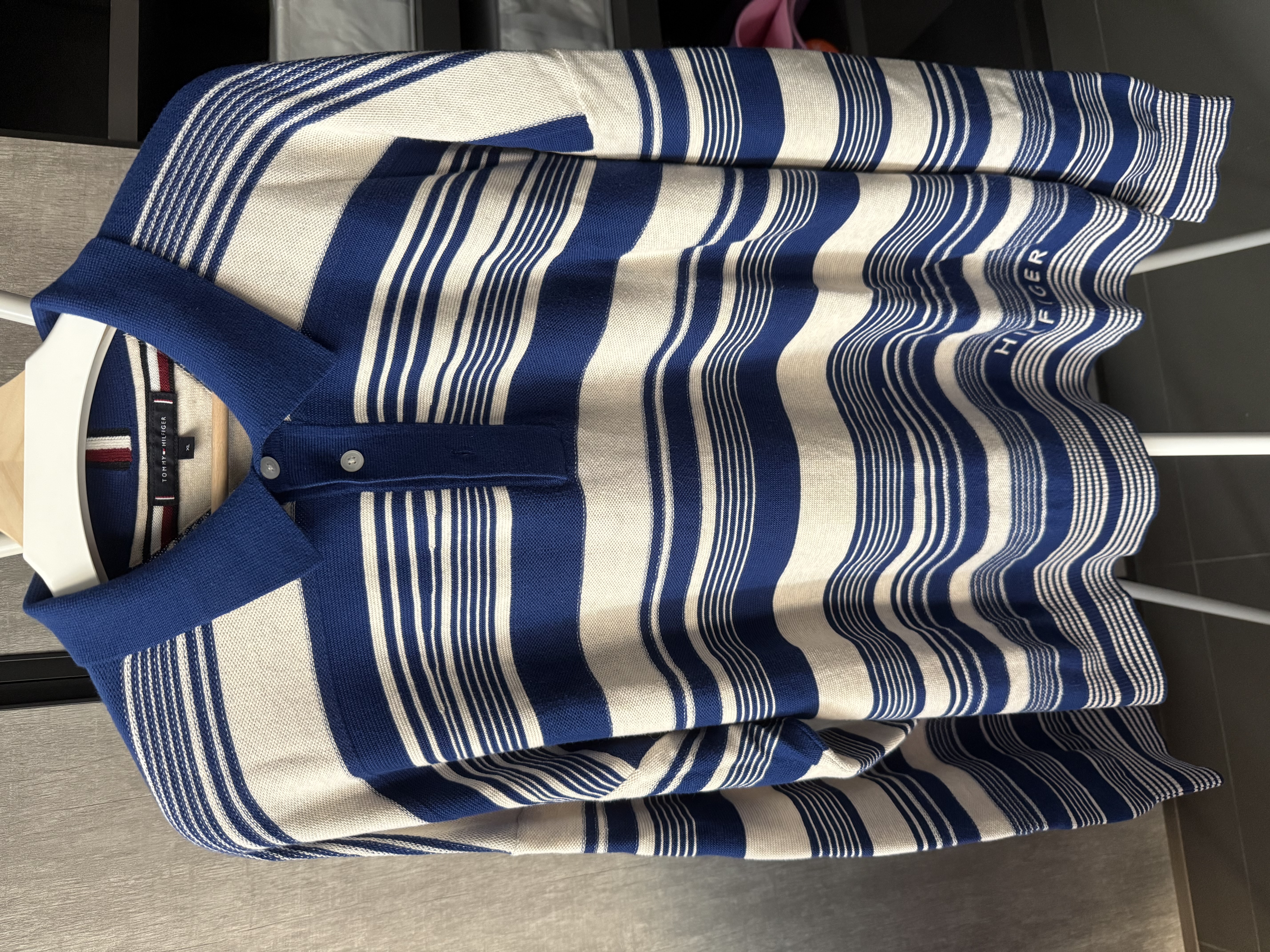 Tommy Hilfiger — Tommy Hilfiger Striped Long Sleeve Polo Sweater (Size XL, Like new)