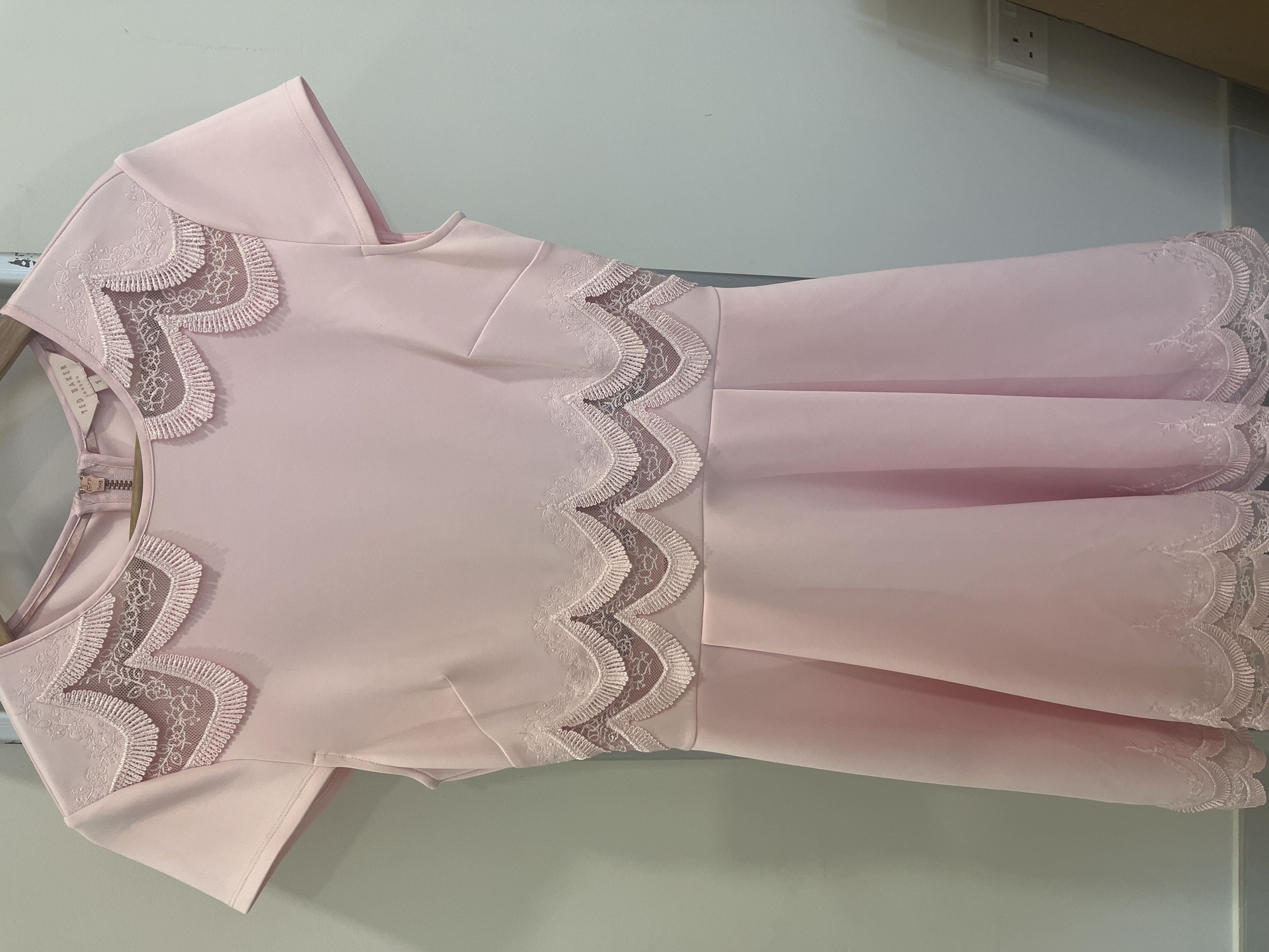 Ted Baker — Ted Baker Pink Lace Detail Fit & Flare Dress (Size S, Like new)