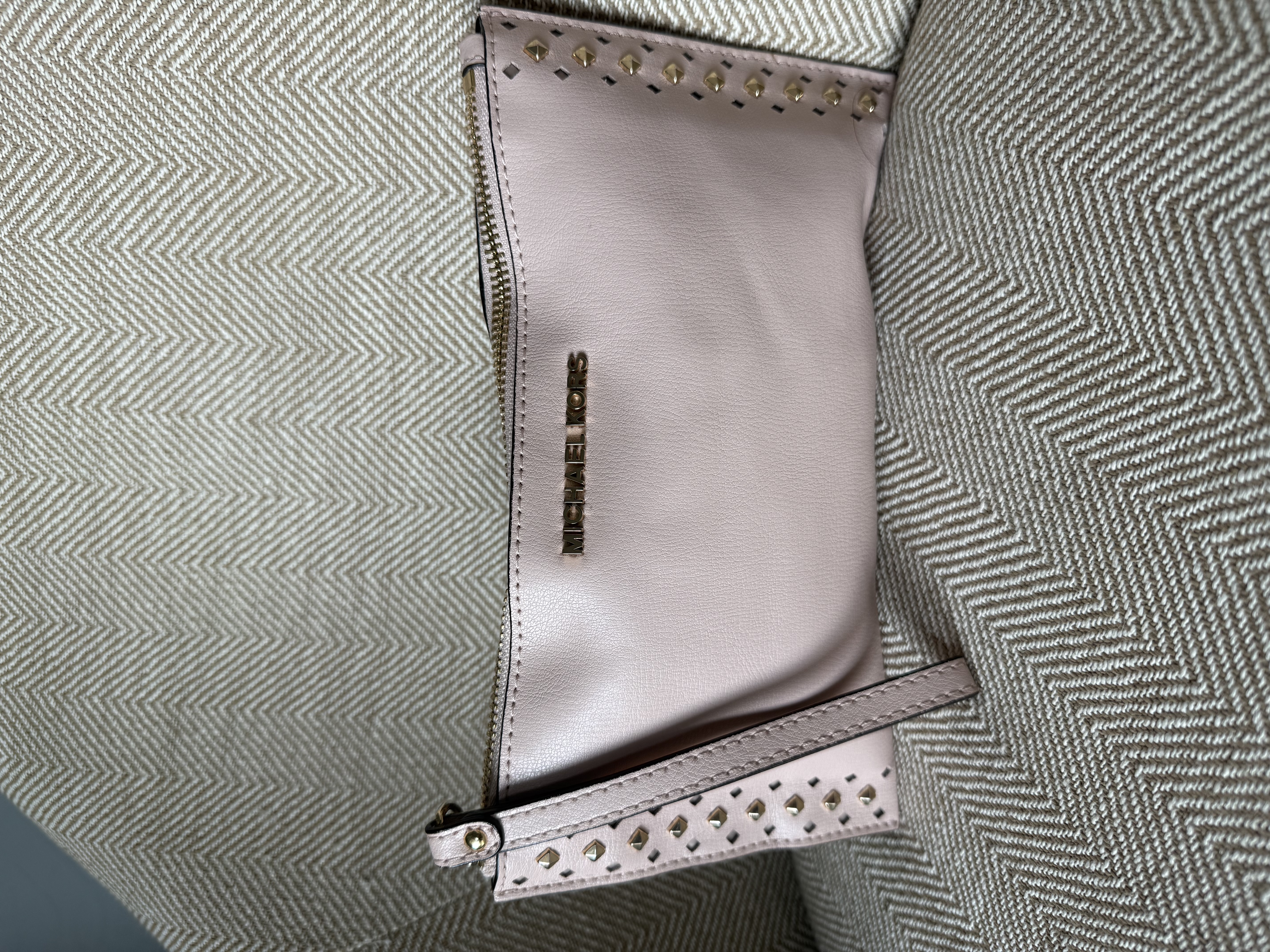 Michael Kors — Michael Kors Pink Studded Wristlet Bag (Size One Size, Good)