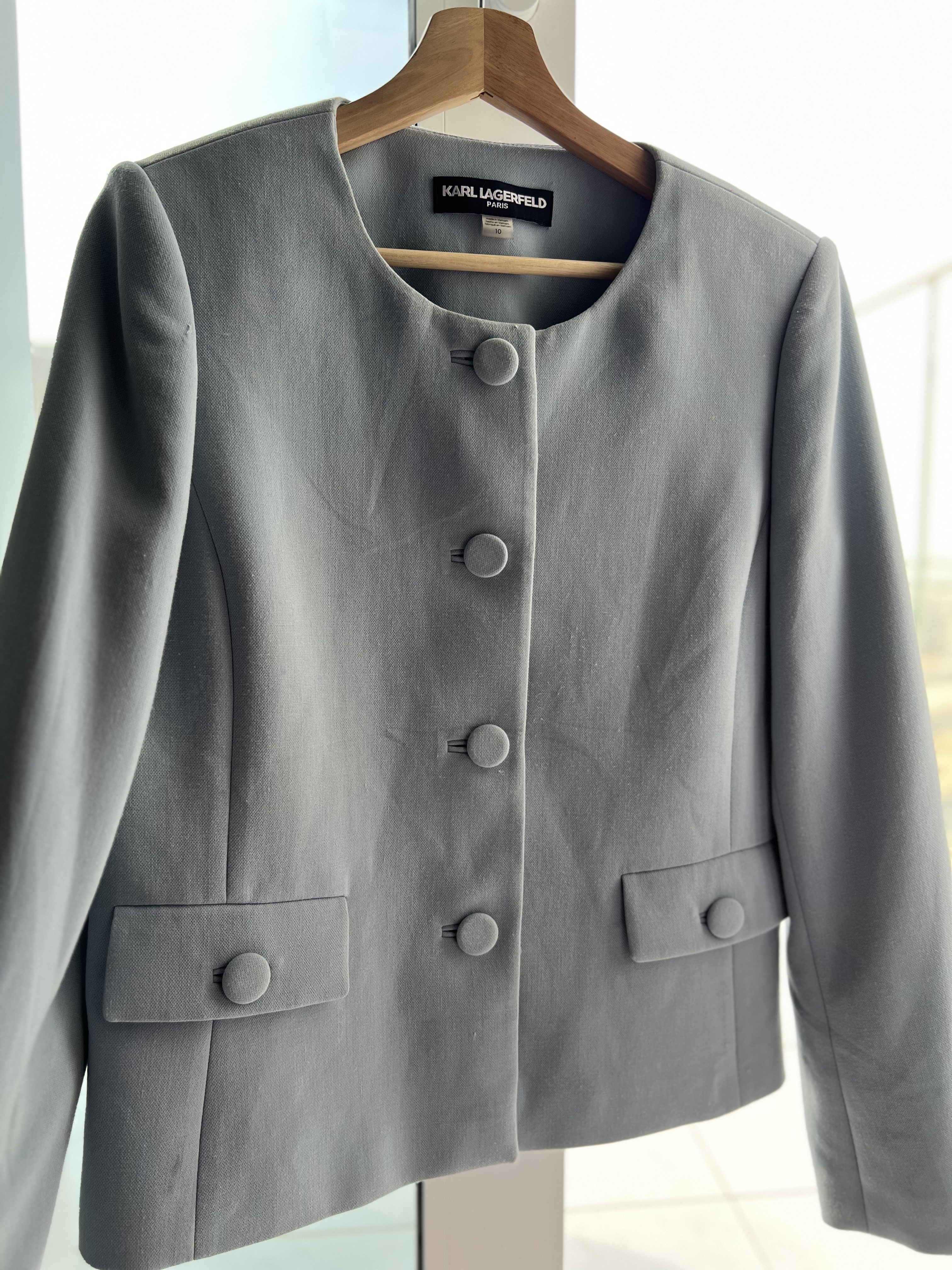 Karl Lagerfeld — Karl Lagerfeld Gray Collarless Jacket (Size M, Good)