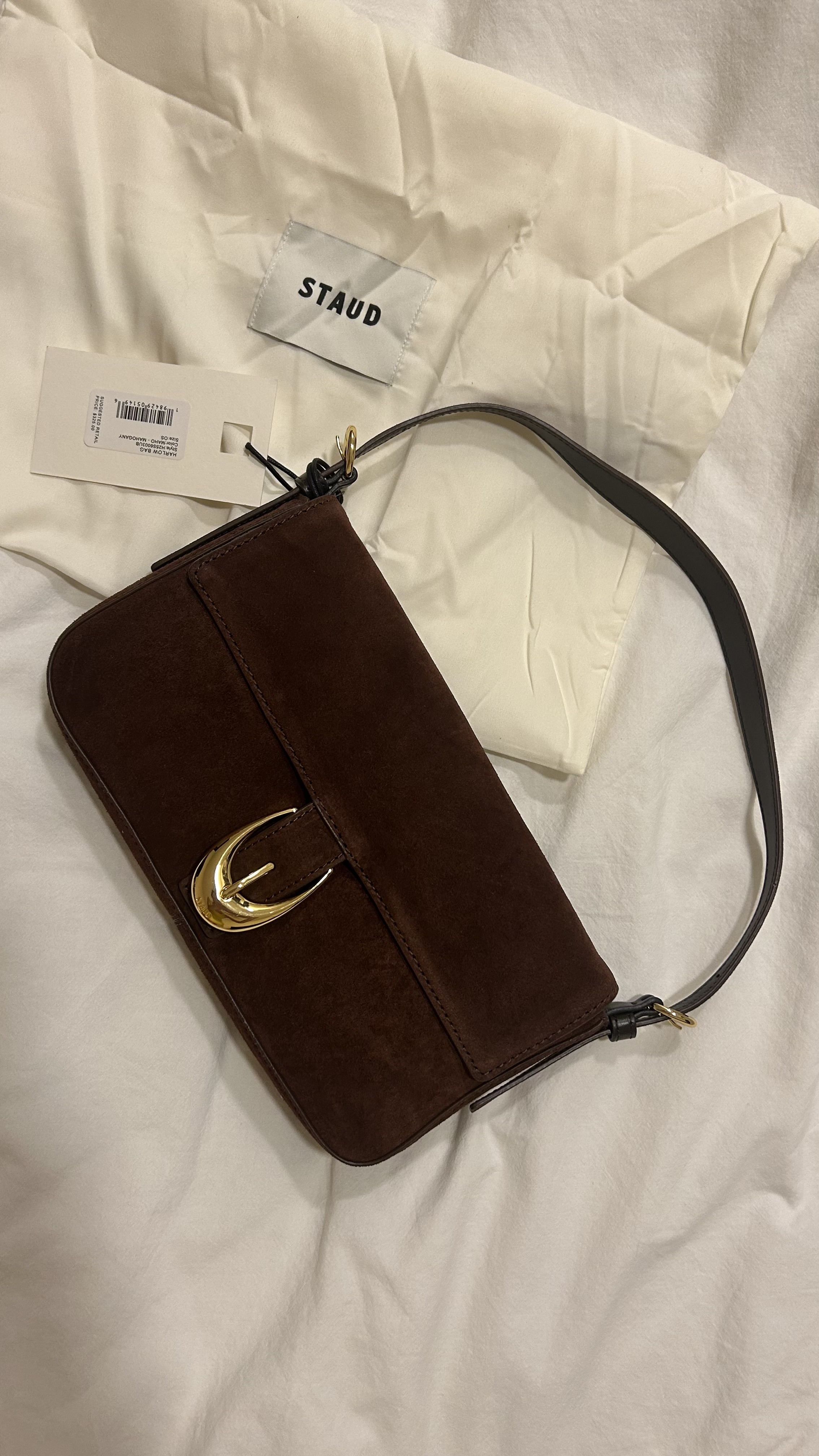 Staud — Staud Harlow Suede Bag — Mahogany (New with tags)