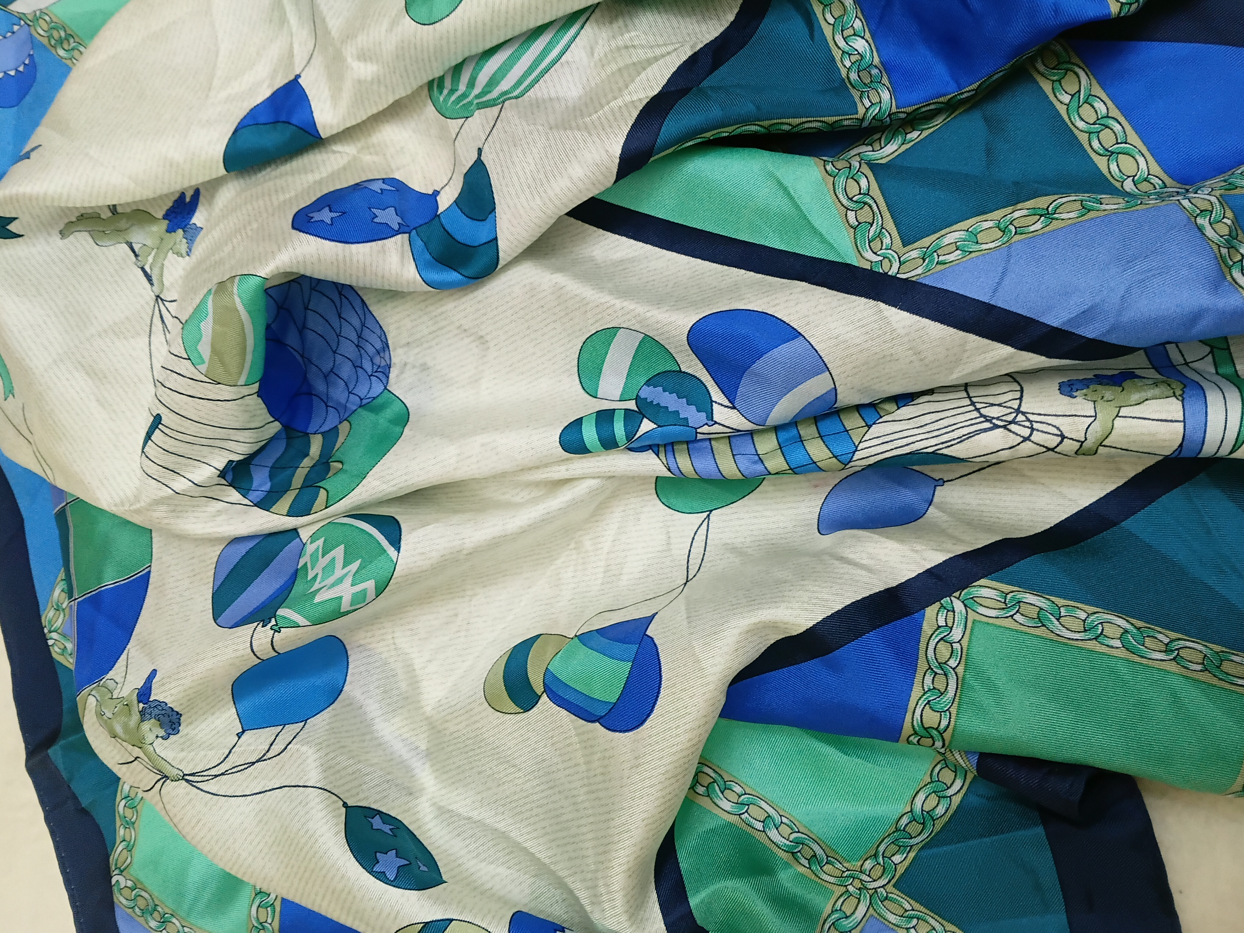 Oroton — Silk Print oroton Scarf with Balloon & Cherub Motif (Like new)