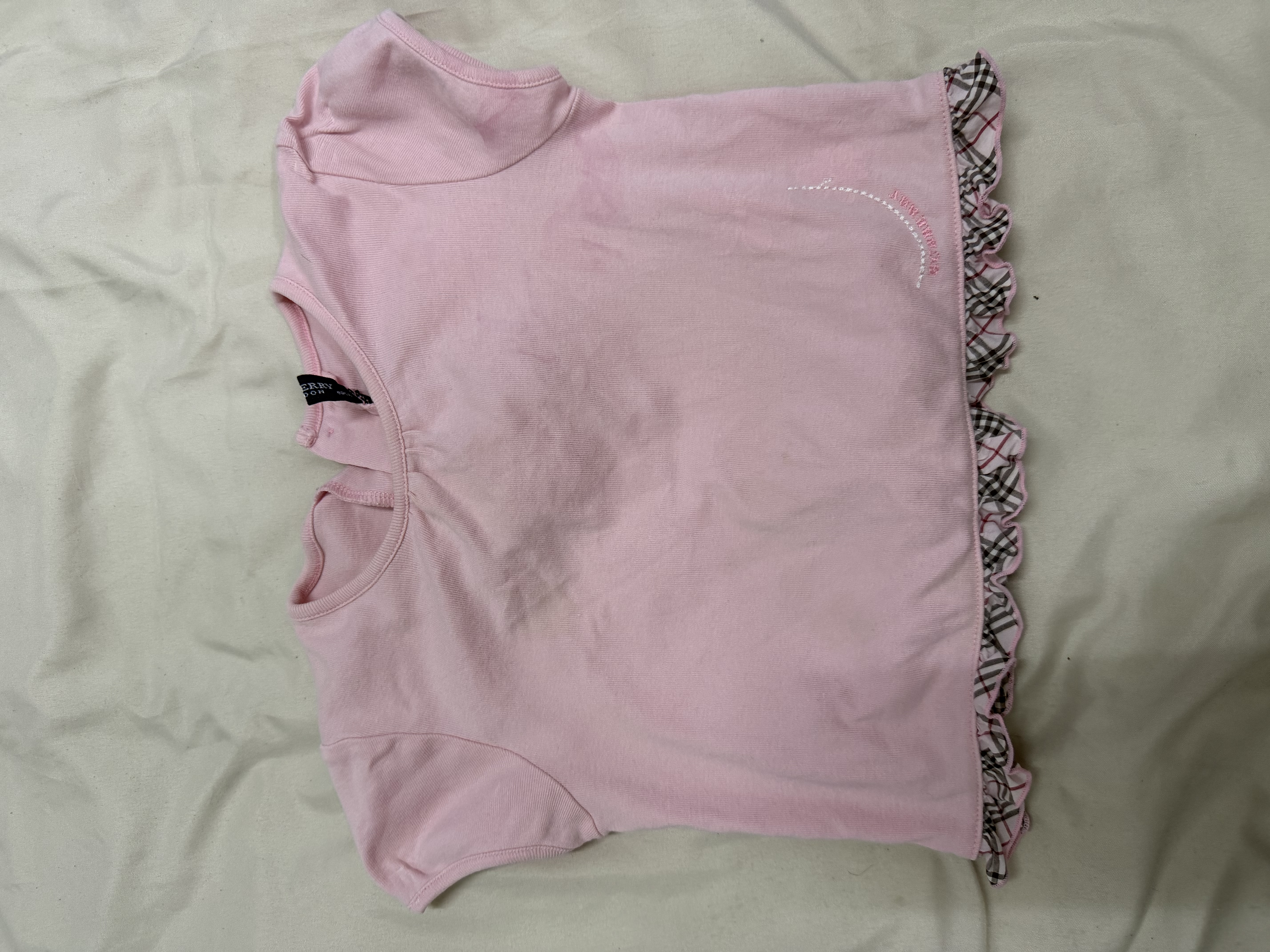Burberry — 3 pieces Burberry Kids Sleeveless Top with Nova Check Ruffle (Size 90, Good)