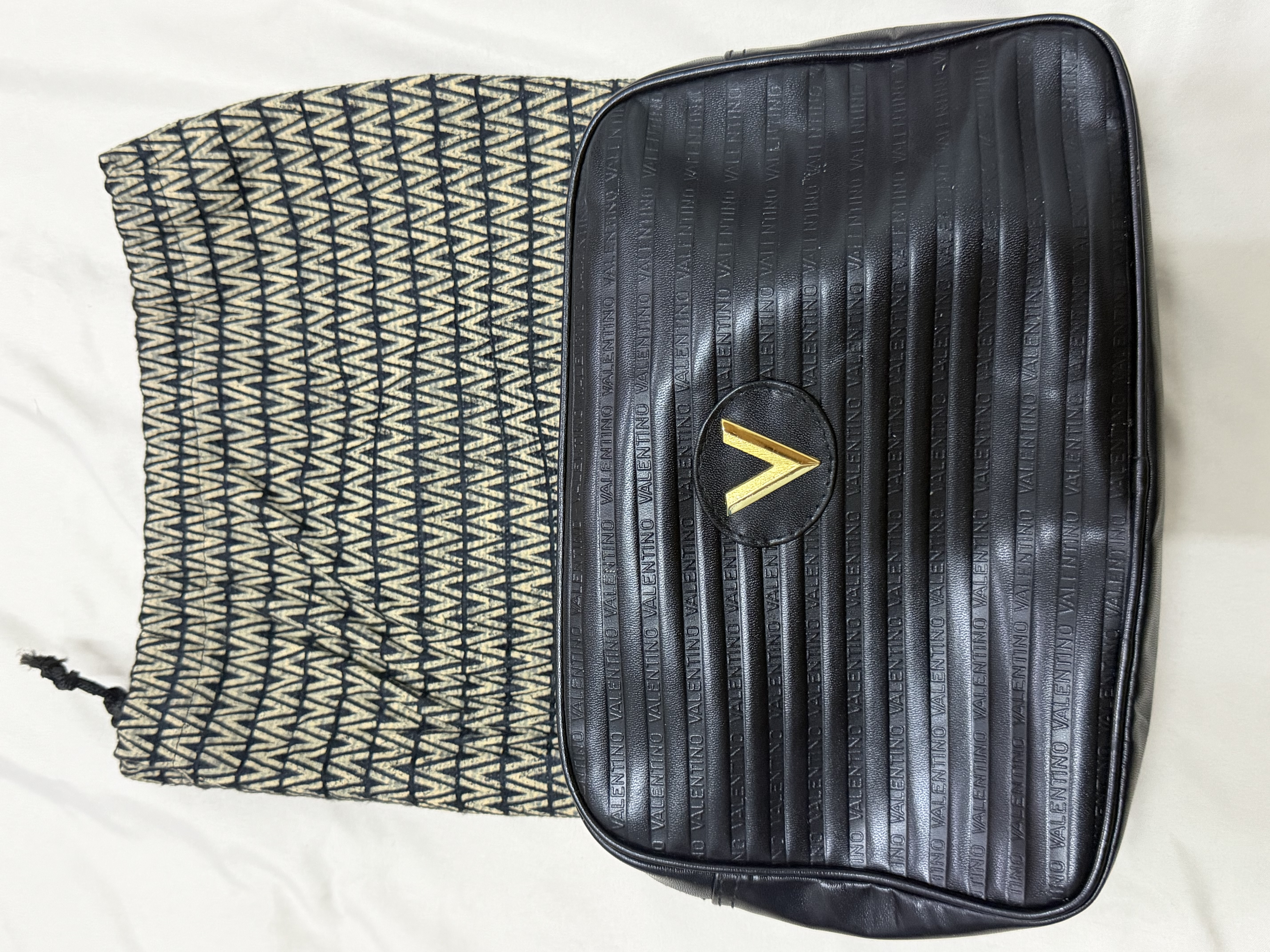 Valentino — Valentino Black Embossed Logo Bag (Good)
