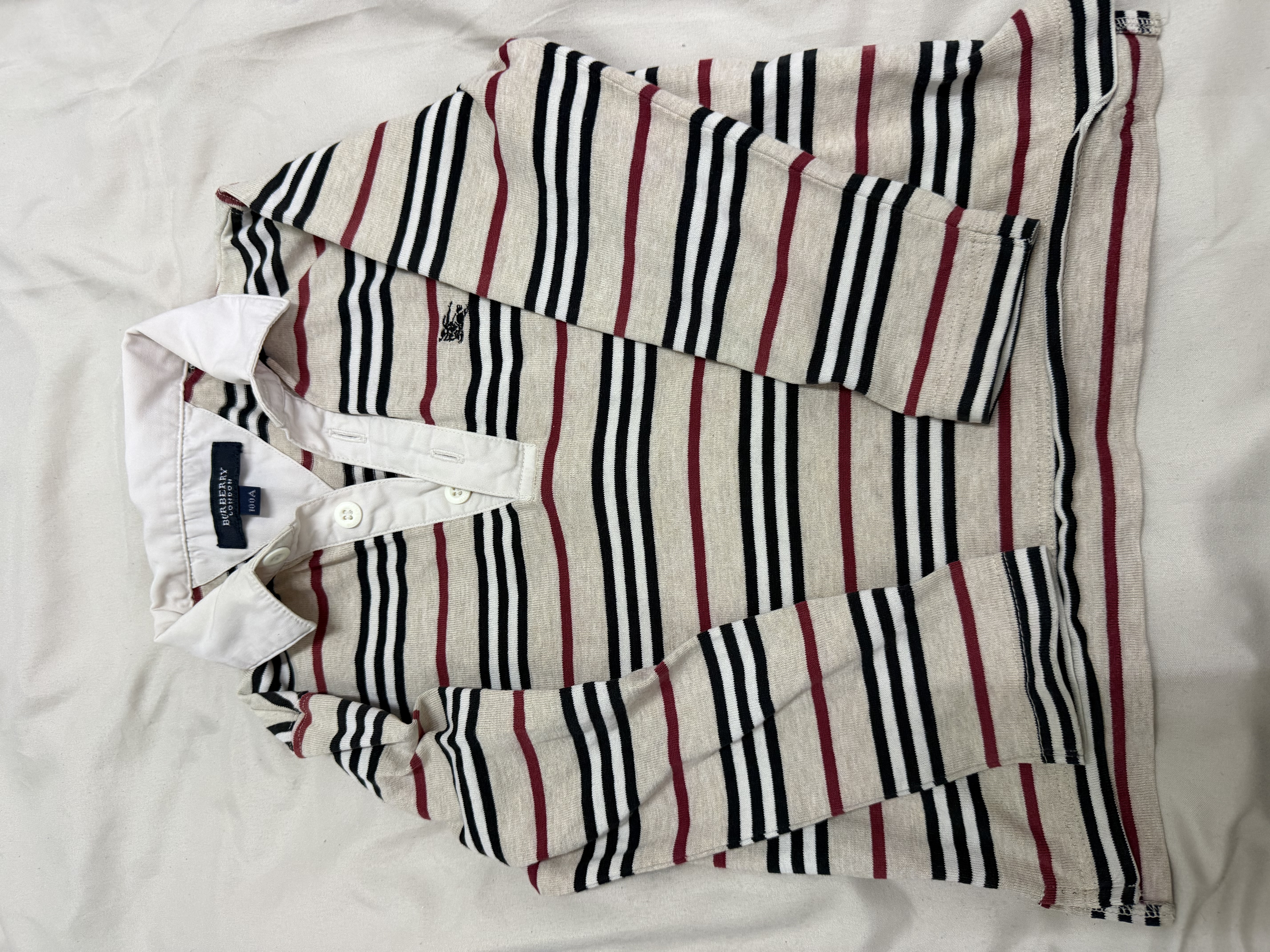 Burberry — Bundle 3 pieces Burberry Striped Long Sleeve Polo Top (Size 100A, Good)