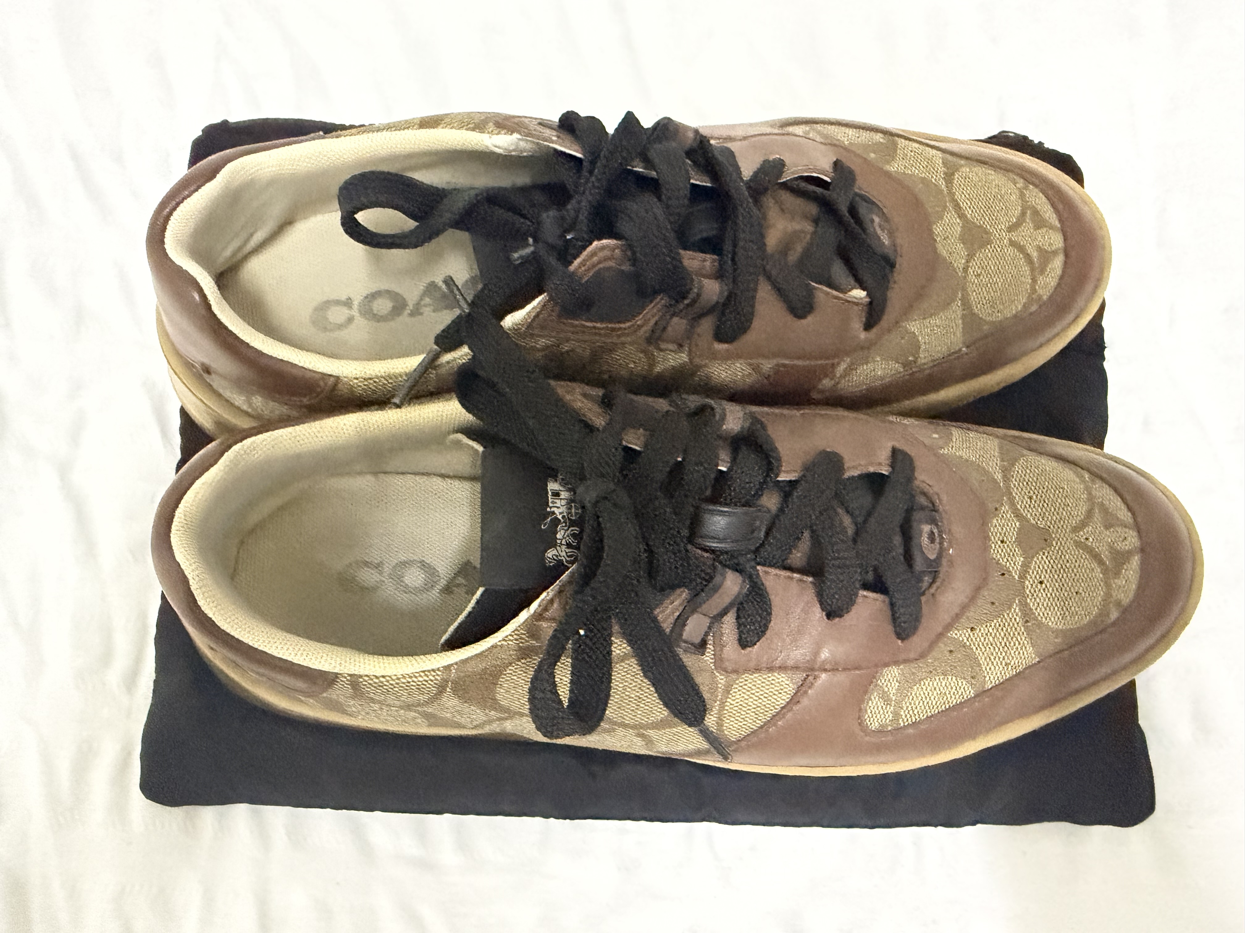 Coach — Coach Brown Signature Monogram Sneakers (Good)