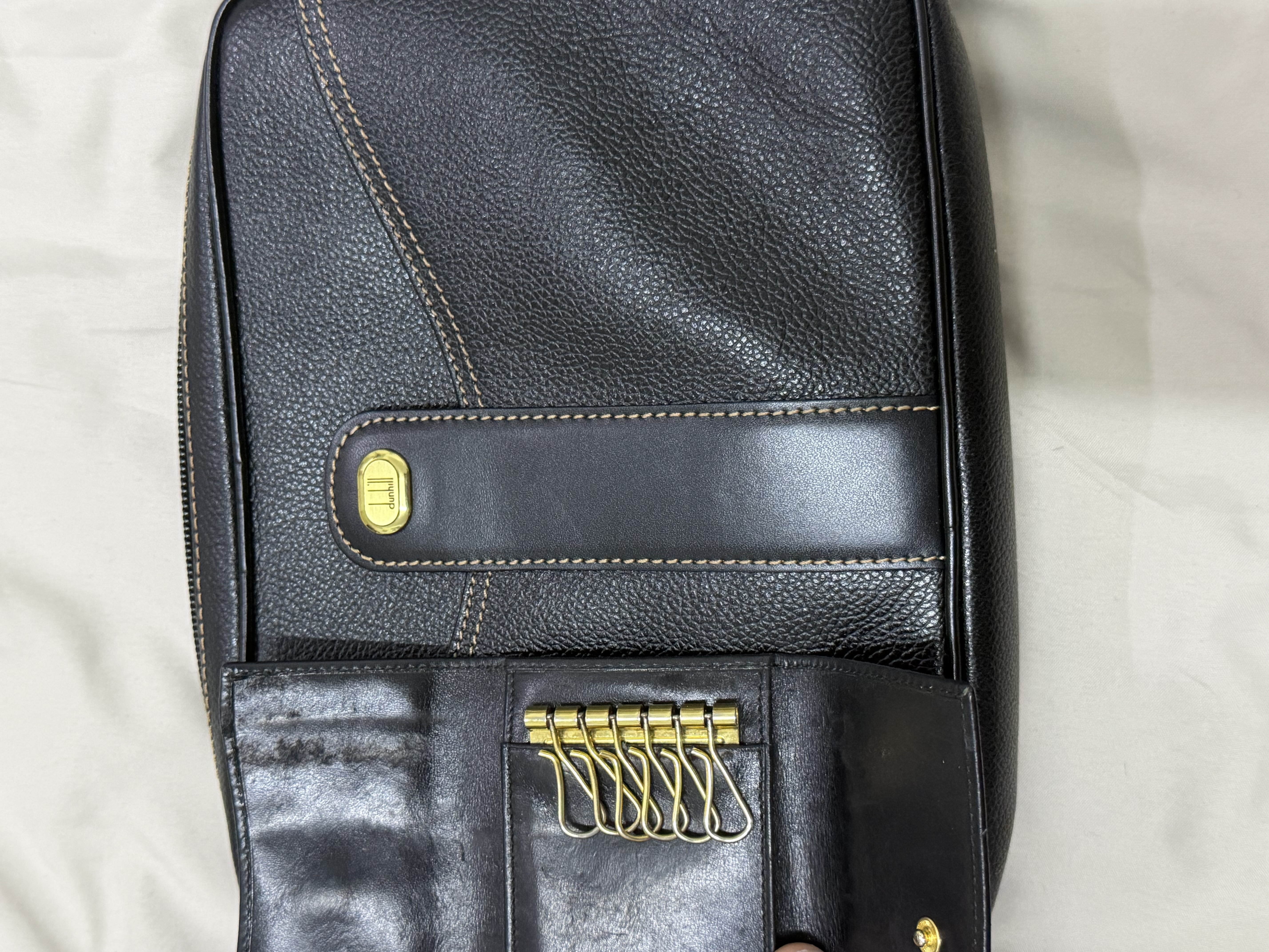 Dunhill — Dunhill Black Leather Pouch Bag & Key Holder (Like new)